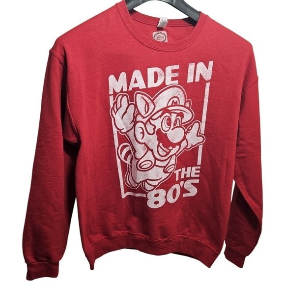 Jerzees Other - Jerzees Nintendo Mario Made in the 80s Red Graphic Sweatshirt Adult L